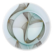 Abstracte Modern Turquoise Brown Gold Elegance Keramische Knop (Voorkant)