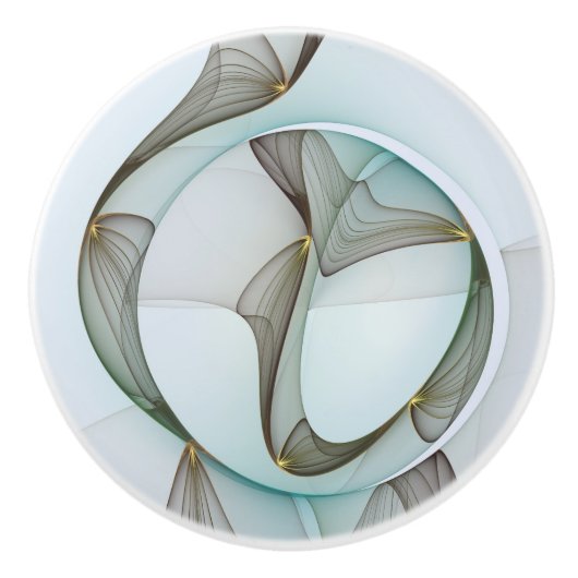 Abstracte Modern Turquoise Brown Gold Elegance Keramische Knop (Voorkant)