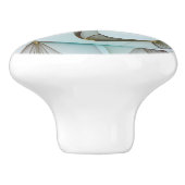 Abstracte Modern Turquoise Brown Gold Elegance Keramische Knop (Zijkant)