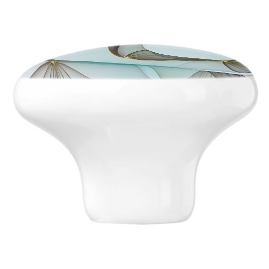 Abstracte Modern Turquoise Brown Gold Elegance Keramische Knop (Zijkant)