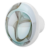 Abstracte Modern Turquoise Brown Gold Elegance Keramische Knop (Rechts)