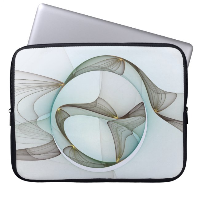 Abstracte Modern Turquoise Brown Gold Elegance Laptop Sleeve (Voorkant)