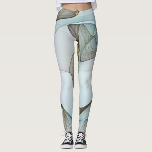 Abstracte Modern Turquoise Brown Gold Elegance Leggings (Voorkant)