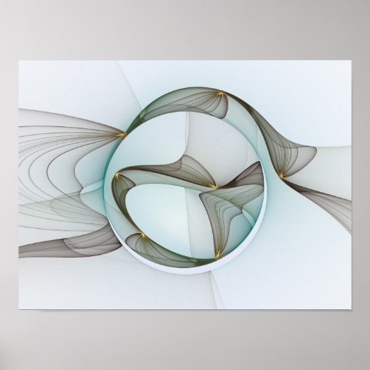 Abstracte Modern Turquoise Brown Gold Elegance Poster (Voorkant)