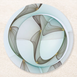 Abstracte Modern Turquoise Brown Gold Elegance Ronde Kartonnen Onderzetter