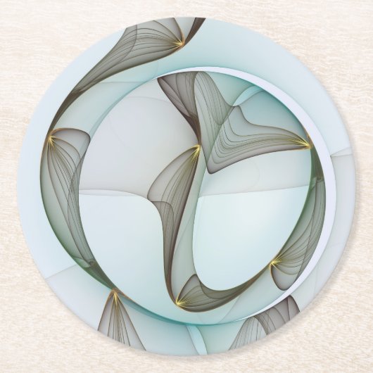 Abstracte Modern Turquoise Brown Gold Elegance Ronde Kartonnen Onderzetter (Voorkant)
