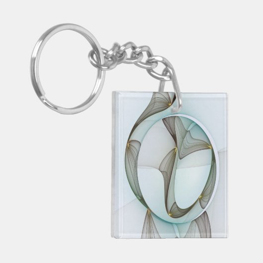 Abstracte Modern Turquoise Brown Gold Elegance Sleutelhanger (Voorkant Links)