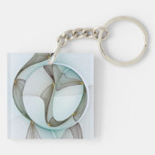 Abstracte Modern Turquoise Brown Gold Elegance Sleutelhanger (Achterkant)