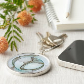 Abstracte Modern Turquoise Brown Gold Elegance Sleutelhanger (Zijkant)