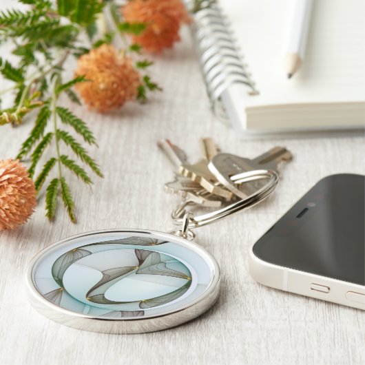 Abstracte Modern Turquoise Brown Gold Elegance Sleutelhanger (Zijkant)