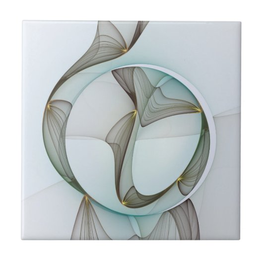 Abstracte Modern Turquoise Brown Gold Elegance Tegeltje (Voorkant)