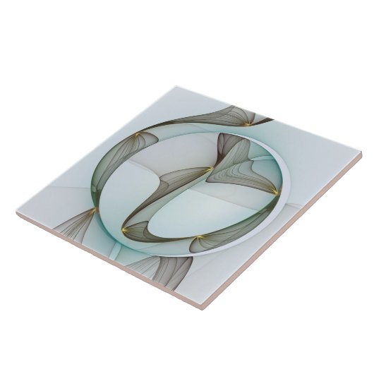 Abstracte Modern Turquoise Brown Gold Elegance Tegeltje (Zijkant)