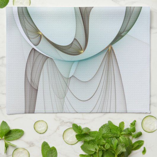 Abstracte Modern Turquoise Brown Gold Elegance Theedoek (Gevouwen)