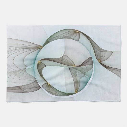 Abstracte Modern Turquoise Brown Gold Elegance Theedoek (Horizontaal)