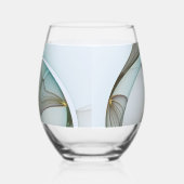 Abstracte Modern Turquoise Brown Gold Elegance Wijnglas Zonder Voet (Rechts)