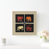 Abstracte moderne Afrikaanse dieren kunst Vierkante Klok (Huis)
