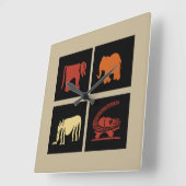 Abstracte moderne Afrikaanse dieren kunst Vierkante Klok (Hoek)