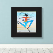 Abstracte, moderne Afrikaanse kunst reggae danser Canvas Afdruk (Insitu (Houten vloer))