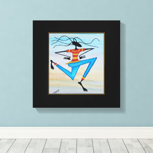 Abstracte, moderne Afrikaanse kunst reggae danser Canvas Afdruk (Insitu (Houten vloer))
