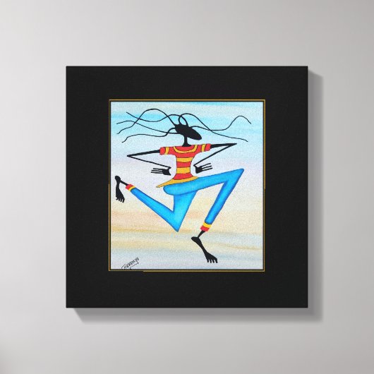 Abstracte, moderne Afrikaanse kunst reggae danser Canvas Afdruk (Voorkant)