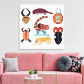 Abstracte moderne Afrikaanse stamgezichtskunst Canvas Afdruk (Insitu (Woonkamer))