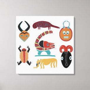 Abstracte moderne Afrikaanse stamgezichtskunst Canvas Afdruk
