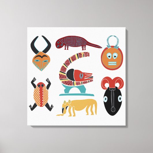 Abstracte moderne Afrikaanse stamgezichtskunst Canvas Afdruk (Voorkant)