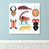 Abstracte moderne Afrikaanse stamgezichtskunst Canvas Afdruk (Insitu (Houten vloer))