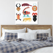Abstracte moderne Afrikaanse stamgezichtskunst Canvas Afdruk (Insitu (Slaapkamer))