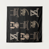 Abstracte moderne Afrikaanse stamkunst Wandkleed (Voorkant (horizontaal))