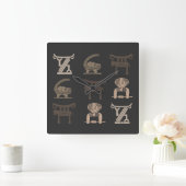 Abstracte moderne Afrikaanse symbolen kunst Vierkante Klok (Huis)