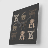 Abstracte moderne Afrikaanse symbolen kunst Vierkante Klok (Hoek)