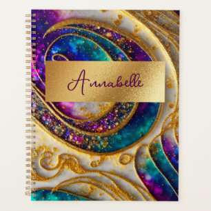 Abstracte moderne alcoholinkt Paars & goud Planner