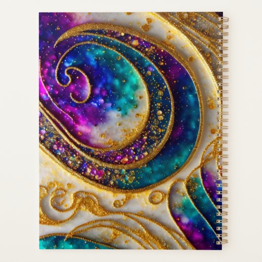 Abstracte moderne alcoholinkt Paars & goud Planner (Achterkant)