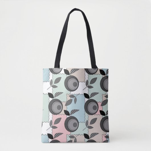 Abstracte moderne appel fruit patchwork geometrisc tote bag (Voorkant)