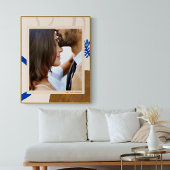 Abstracte moderne Art Beige Blue Aangepaste Foto Poster