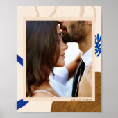 Abstracte moderne Art Beige Blue Aangepaste Foto Poster (Voorkant)