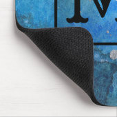 Abstracte moderne Art Monogram Blauwe Zwarte Water Muismat (Hoek)