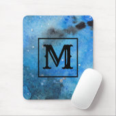 Abstracte moderne Art Monogram Blauwe Zwarte Water Muismat (Met muis)