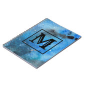 Abstracte moderne Art Monogram Blauwe Zwarte Water Notitieboek (Linkerzijde)