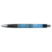 Abstracte moderne Art Monogram Blauwe Zwarte Water Pen (Voorkant)