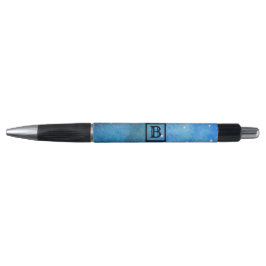 Abstracte moderne Art Monogram Blauwe Zwarte Water Pen