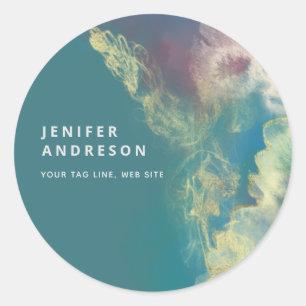 Abstracte moderne artistieke inkt ronde sticker