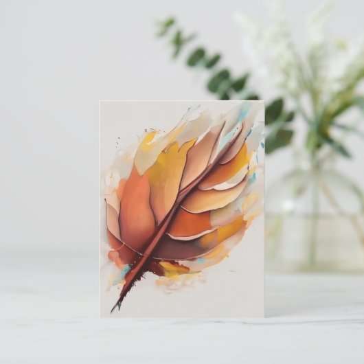 Abstracte moderne bladeren schilderijen set, blad briefkaart (Staand voorkant)