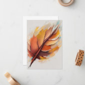 Abstracte moderne bladeren schilderijen set, blad notitiekaartje (Voorkant / Achterkant in situ)