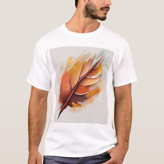 Abstracte moderne bladeren schilderijen set, blad t-shirt (Voorkant)