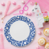 Abstracte moderne blauwe bladeren vormen | Papiere Papieren Bordje (Feest)