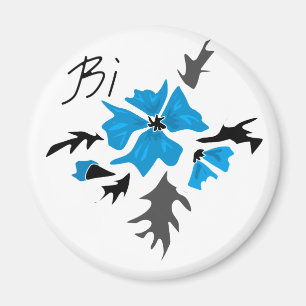 Abstracte, moderne blauwe bloem grijze bladeren pr magneet