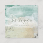 Abstracte moderne blauwe groene Waterverf Vierkante Visitekaartje (Voorkant)