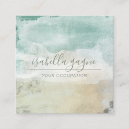 Abstracte moderne blauwe groene Waterverf Vierkante Visitekaartje